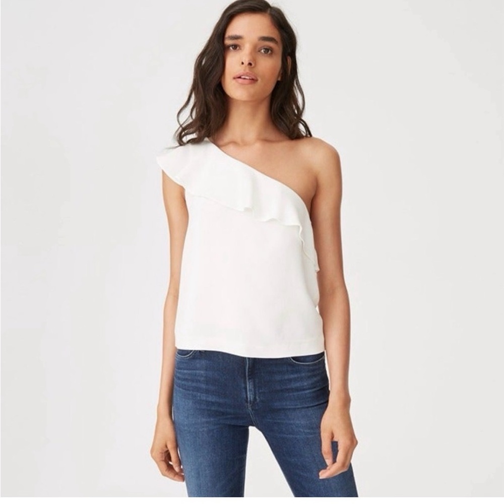 Club Monaco One-Shoulder Ruffle Camisole in White
